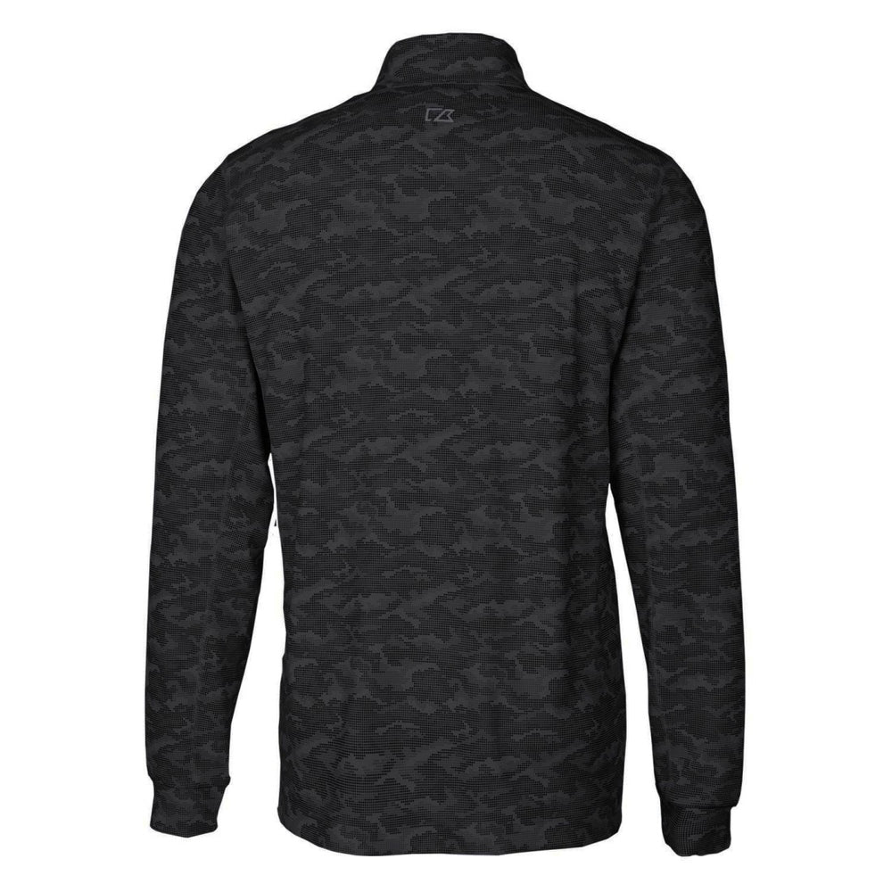 Detroit Lions Cutter & Buck Throwback Logo Traverse Camo Print Stretch Quarter-Zip Pullover Top - Black Pullover