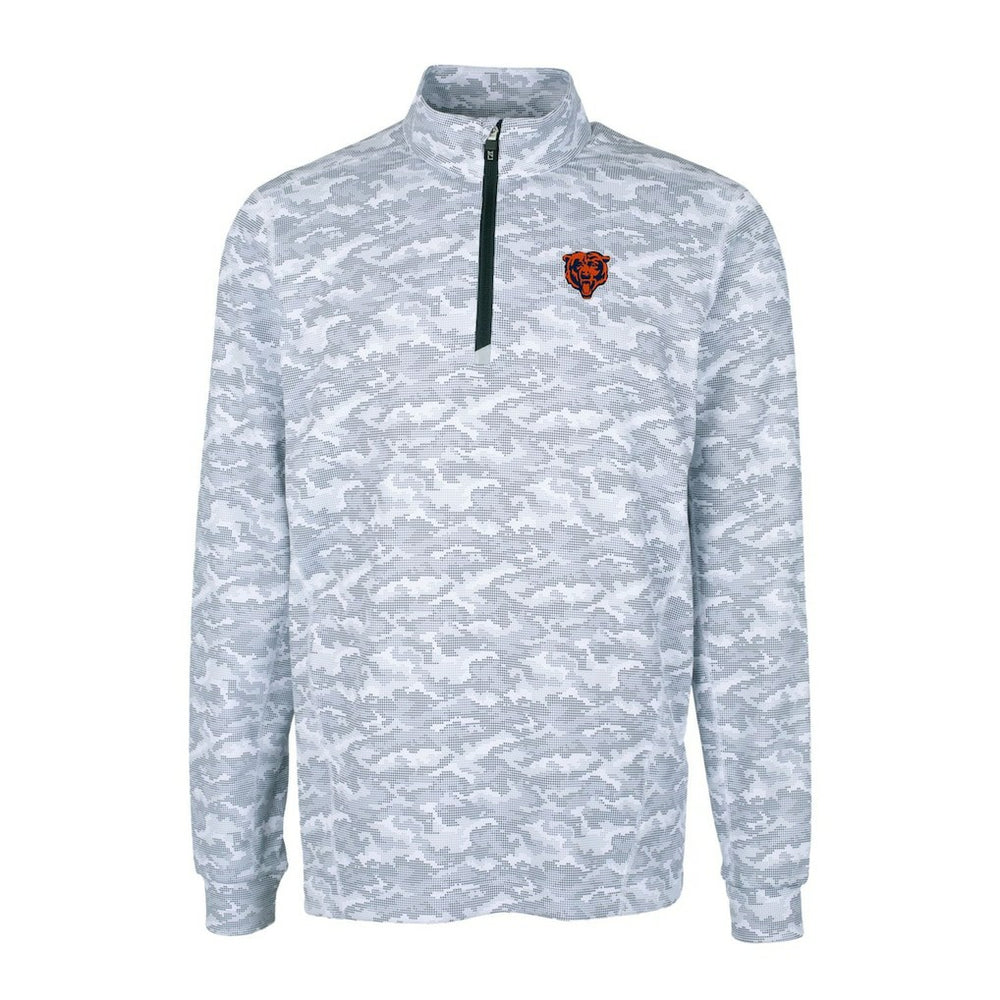 Chicago Bears Cutter & Buck Throwback Logo Traverse Camo Print Stretch Quarter-Zip Pullover Top - Charcoal Pullover