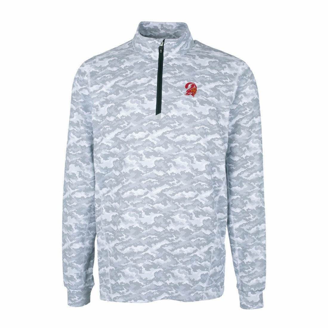 Tampa Bay Buccaneers Cutter & Buck Throwback Logo Traverse Camo Print Stretch Quarter-Zip Pullover Top - Charcoal Pullover
