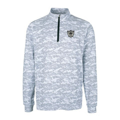 Las Vegas Raiders Cutter & Buck Throwback Logo Traverse Camo Print Stretch Quarter-Zip Pullover Top - Charcoal Pullover