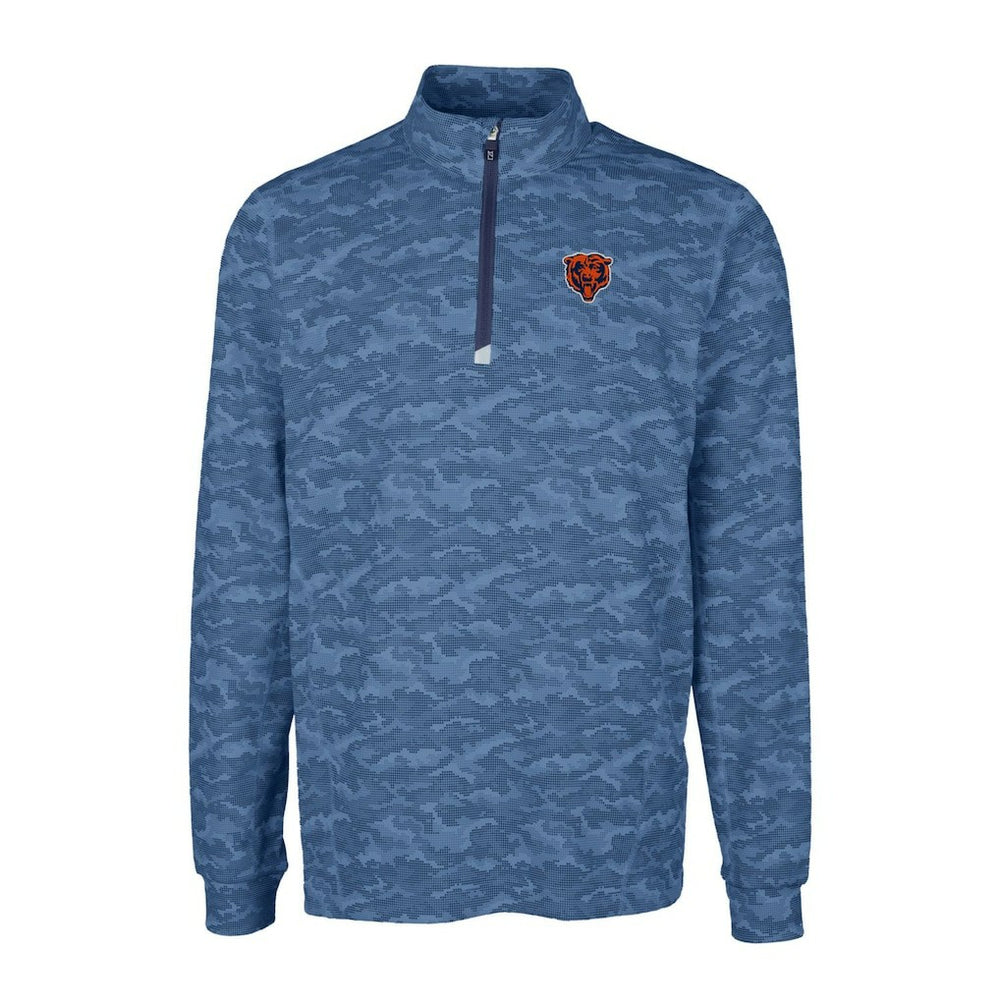 Chicago Bears Cutter & Buck Throwback Logo Traverse Camo Print Stretch Quarter-Zip Pullover Top - Navy Pullover