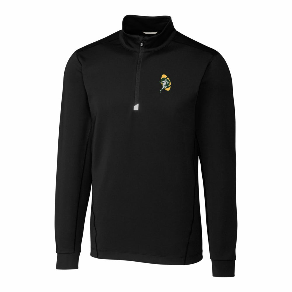 Green Bay Packers Cutter & Buck Throwback Logo Traverse Stretch Quarter-Zip Pullover Top - Black Pullover