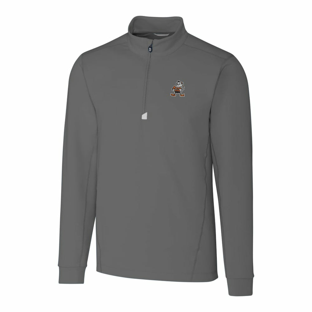 Cleveland Browns Cutter & Buck Throwback Logo Traverse Stretch Quarter-Zip Pullover Top - Steel Pullover