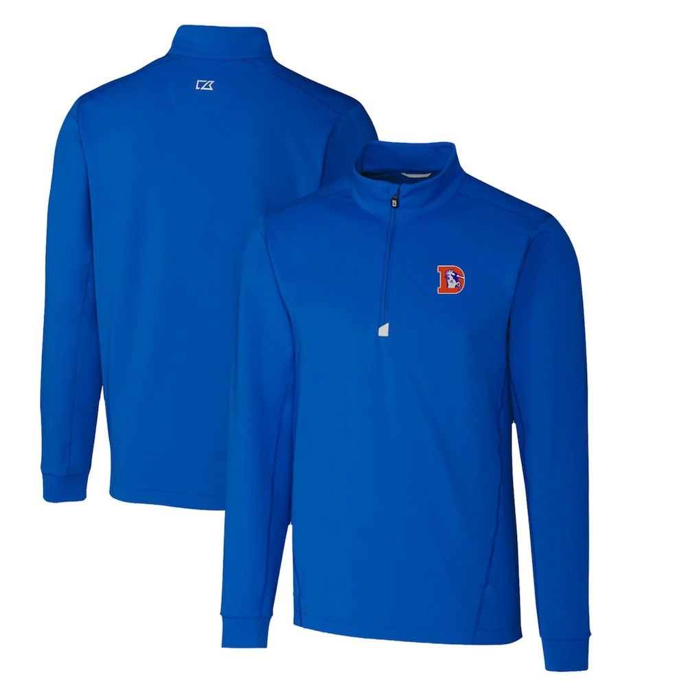 Denver Broncos Cutter & Buck Throwback Logo Traverse Stretch Quarter-Zip Pullover Top - Royal Pullover