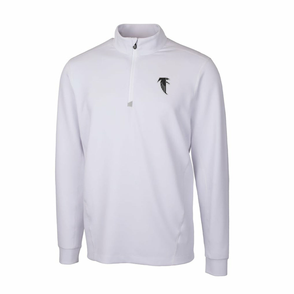 Atlanta Falcons Cutter & Buck Throwback Logo Traverse Stretch Quarter-Zip Pullover Top - White Pullover