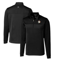 Miami Dolphins Cutter & Buck Throwback Logo Traverse Stripe Stretch Quarter-Zip Pullover Top - Black Pullover