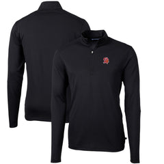Tampa Bay Buccaneers Cutter & Buck Throwback Logo Virtue Eco Pique Recycled Quarter-Zip Pullover Top - Black Pullover