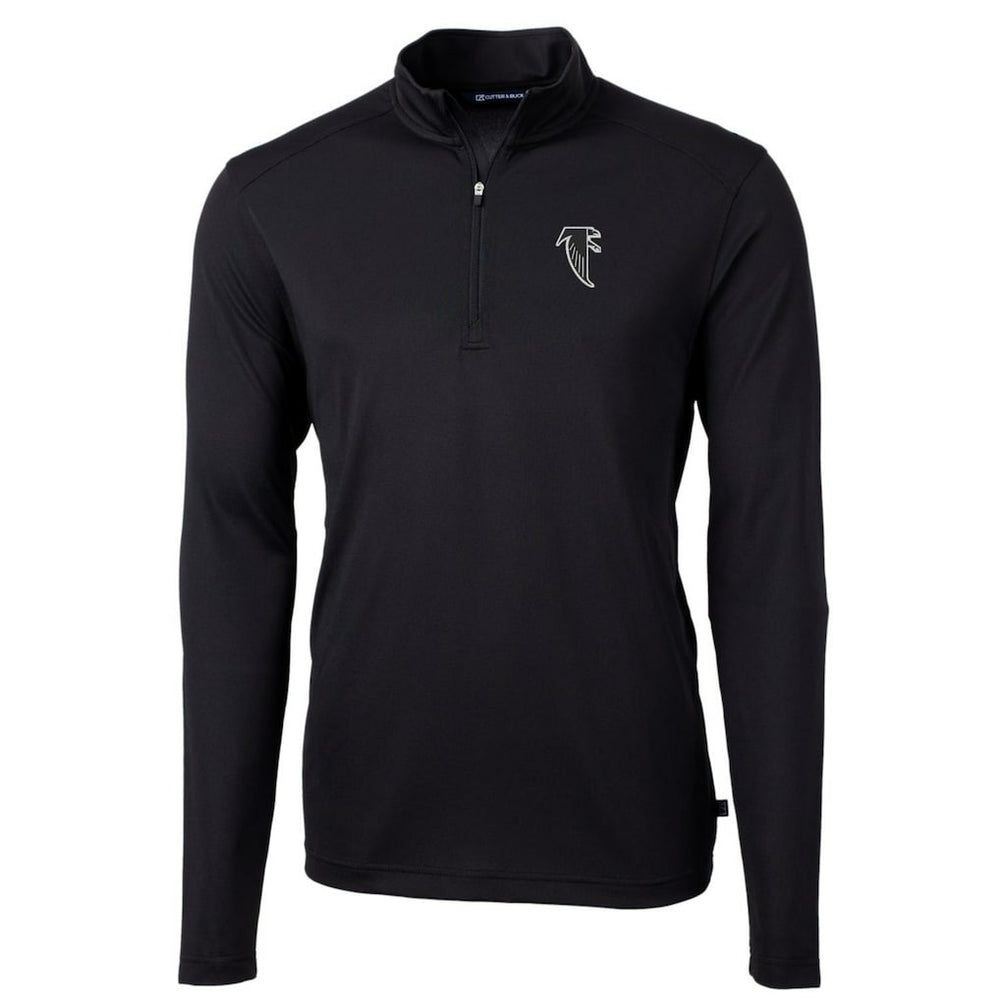 Atlanta Falcons Cutter & Buck Throwback Logo Virtue Eco Pique Recycled Quarter-Zip Pullover Top - Black Pullover