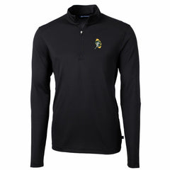 Green Bay Packers Cutter & Buck Throwback Logo Virtue Eco Pique Recycled Quarter-Zip Pullover Top - Black Pullover