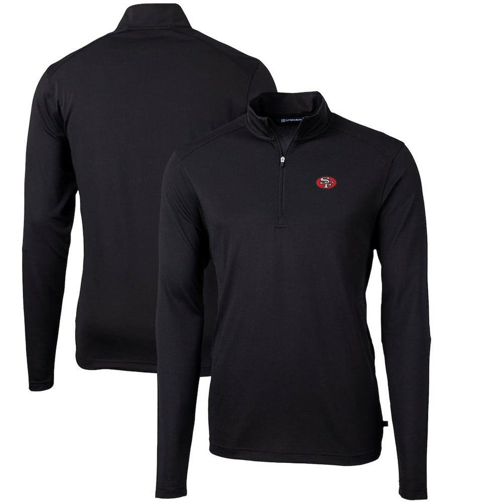 San Francisco 49ers Cutter & Buck Throwback Logo Virtue Eco Pique Recycled Quarter-Zip Pullover Top - Black Pullover