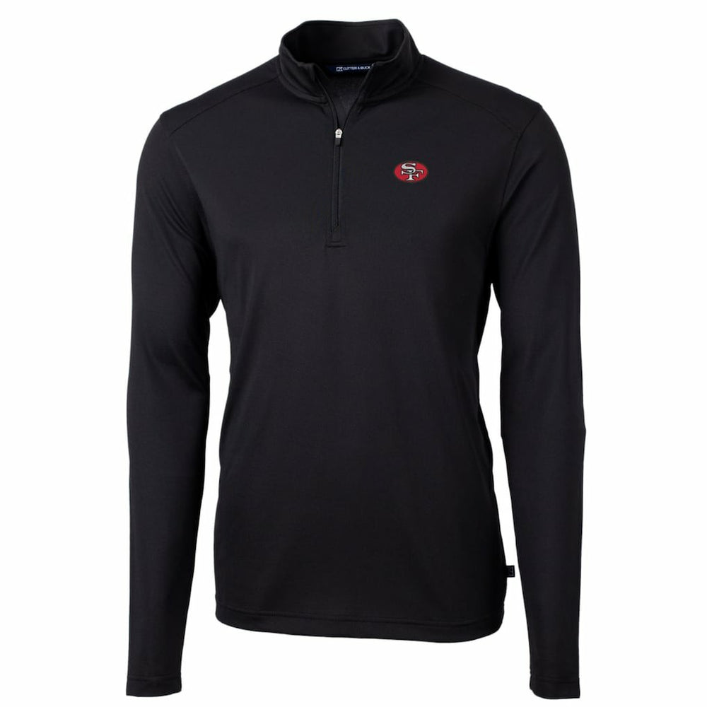 San Francisco 49ers Cutter & Buck Throwback Logo Virtue Eco Pique Recycled Quarter-Zip Pullover Top - Black Pullover