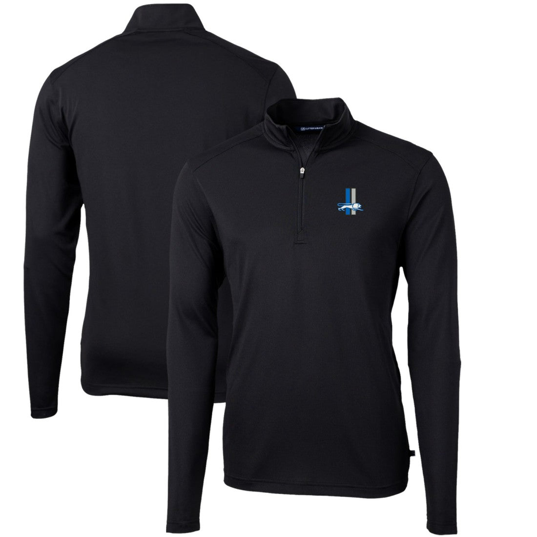 Detroit Lions Cutter & Buck Throwback Logo Virtue Eco Pique Recycled Quarter-Zip Pullover Top - Black Pullover