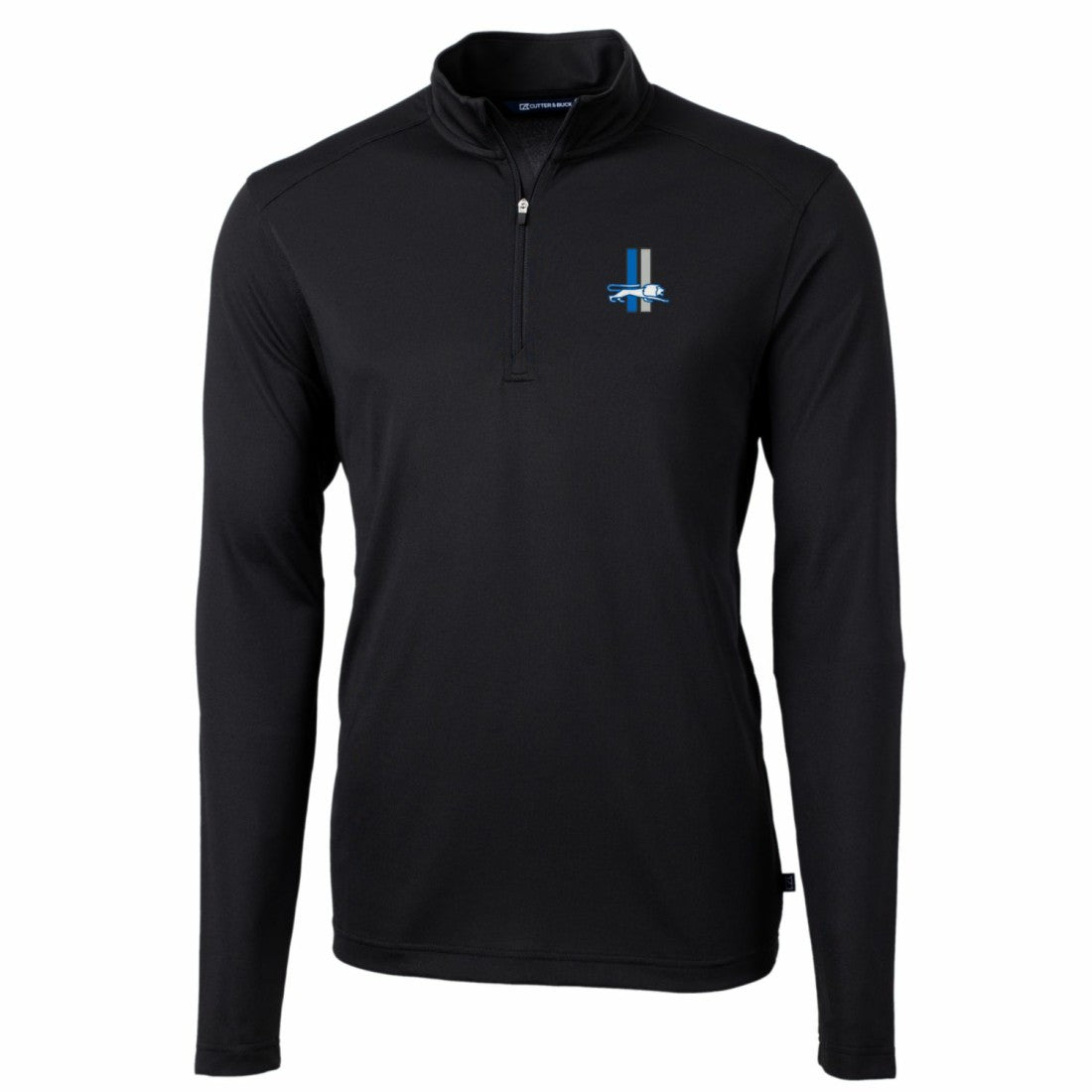 Detroit Lions Cutter & Buck Throwback Logo Virtue Eco Pique Recycled Quarter-Zip Pullover Top - Black Pullover