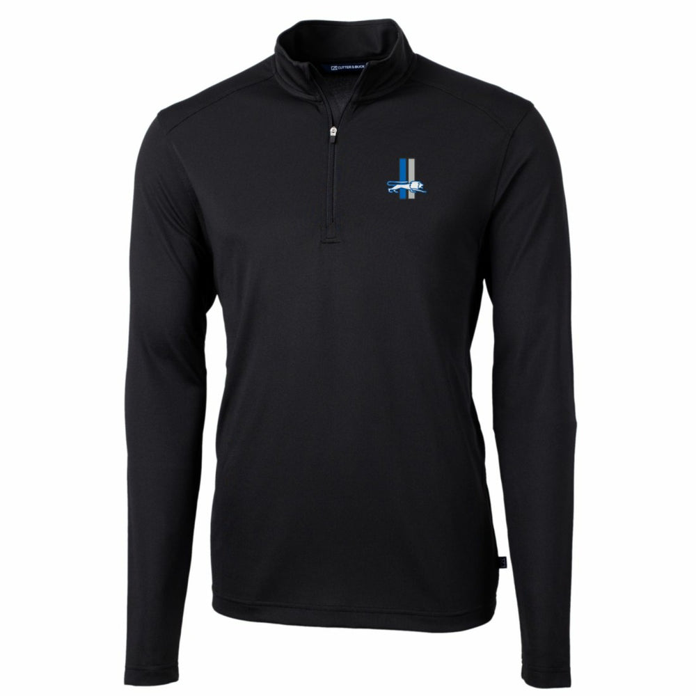 Detroit Lions Cutter & Buck Throwback Logo Virtue Eco Pique Recycled Quarter-Zip Pullover Top - Black Pullover