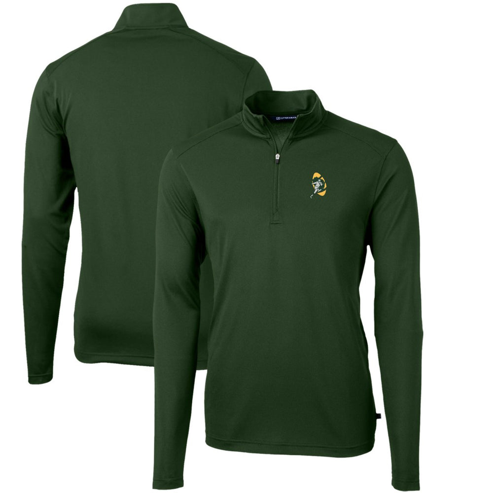 Green Bay Packers Cutter & Buck Throwback Logo Virtue Eco Pique Recycled Quarter-Zip Pullover Top - Green Pullover