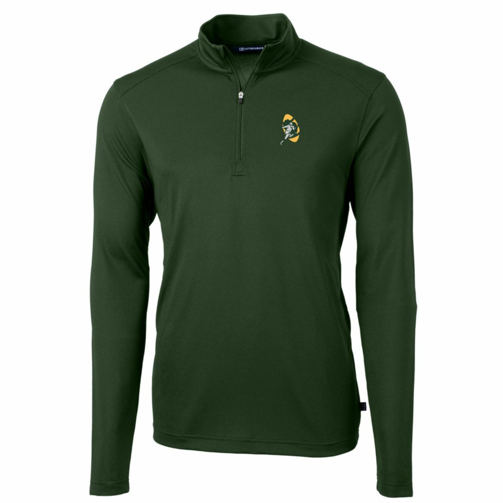 Green Bay Packers Cutter & Buck Throwback Logo Virtue Eco Pique Recycled Quarter-Zip Pullover Top - Green Pullover