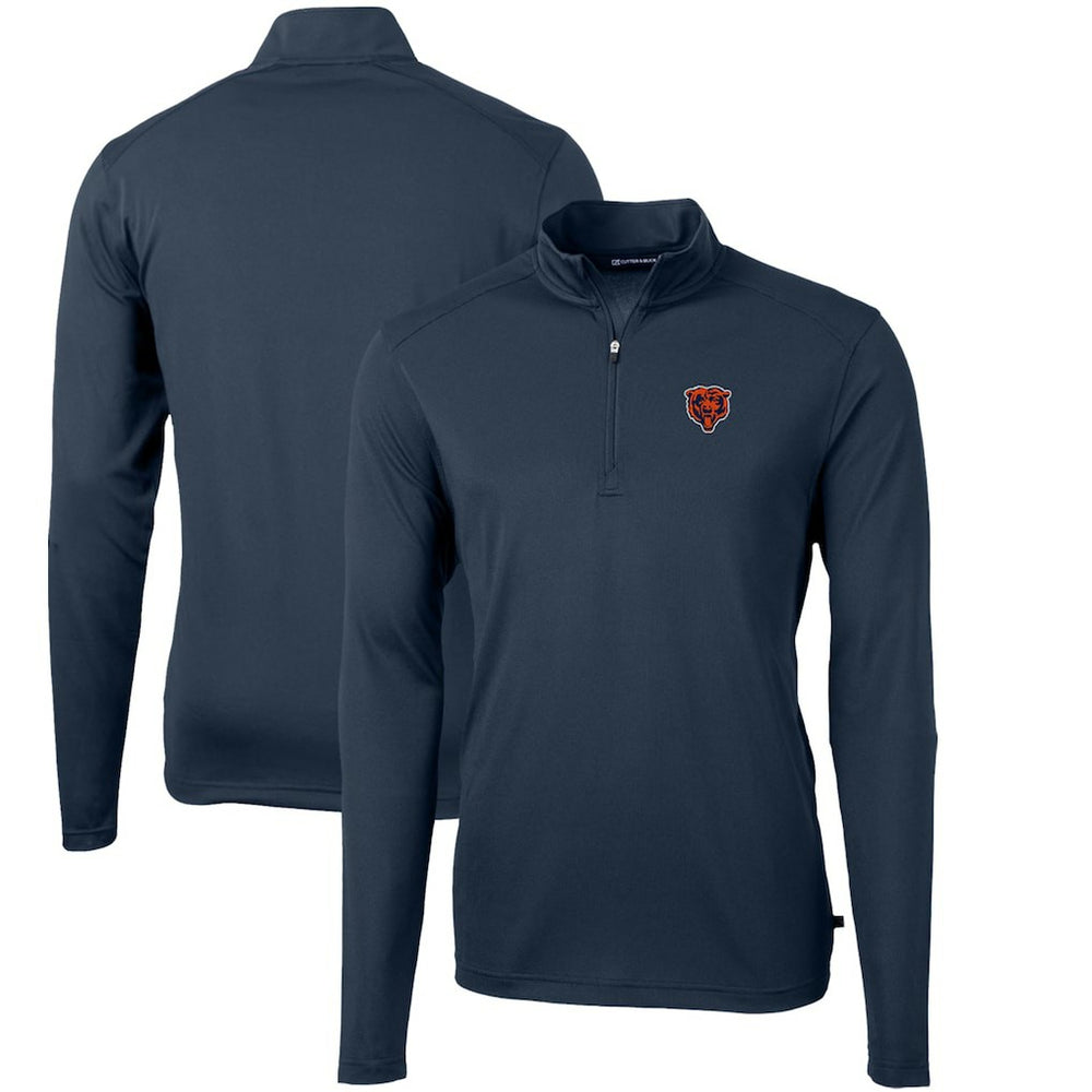 Chicago Bears Cutter & Buck Throwback Logo Virtue Eco Pique Recycled Quarter-Zip Pullover Top - Navy Pullover