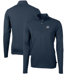 New York Giants Cutter & Buck Throwback Logo Virtue Eco Pique Recycled Quarter-Zip Pullover Top - Navy Pullover