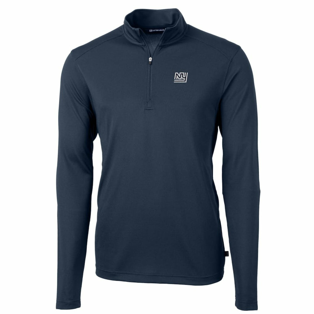 New York Giants Cutter & Buck Throwback Logo Virtue Eco Pique Recycled Quarter-Zip Pullover Top - Navy Pullover