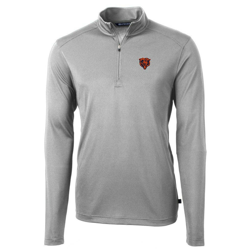 Chicago Bears Cutter & Buck Throwback Logo Virtue Eco Pique Recycled Quarter-Zip Pullover Top - Gray Pullover