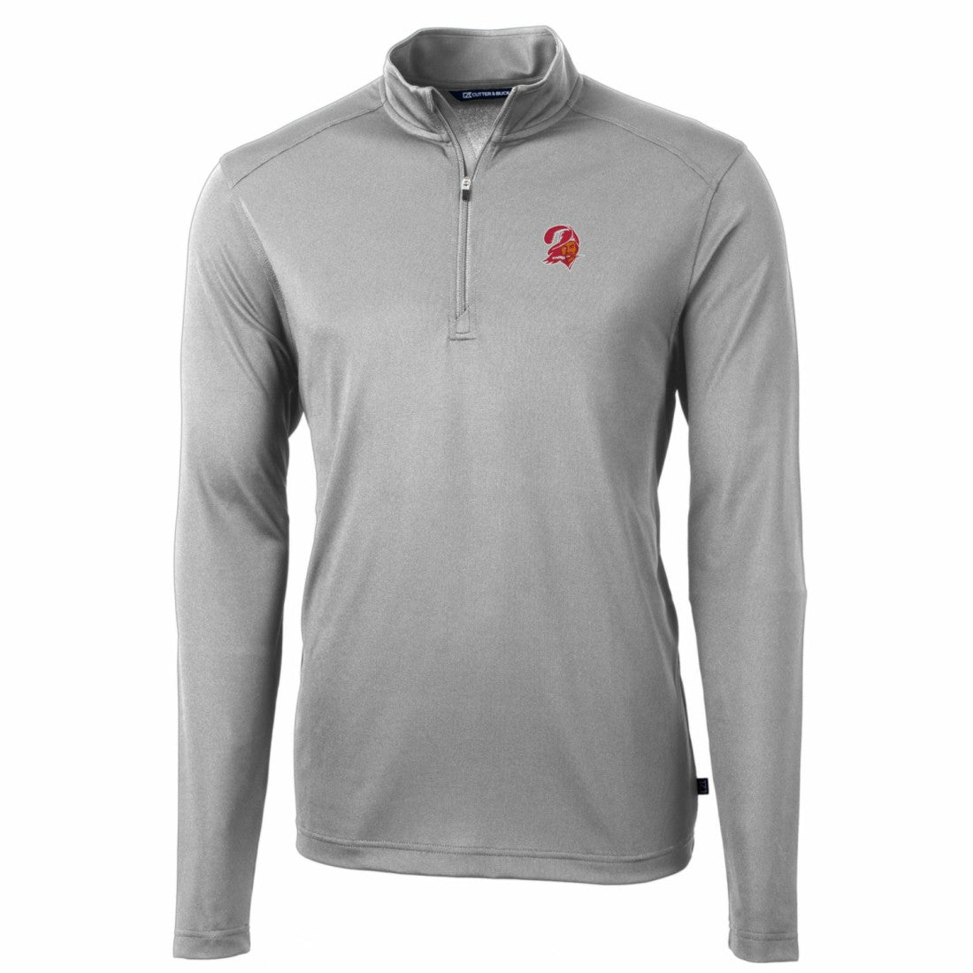 Tampa Bay Buccaneers Cutter & Buck Throwback Logo Virtue Eco Pique Recycled Quarter-Zip Pullover Top - Gray Pullover