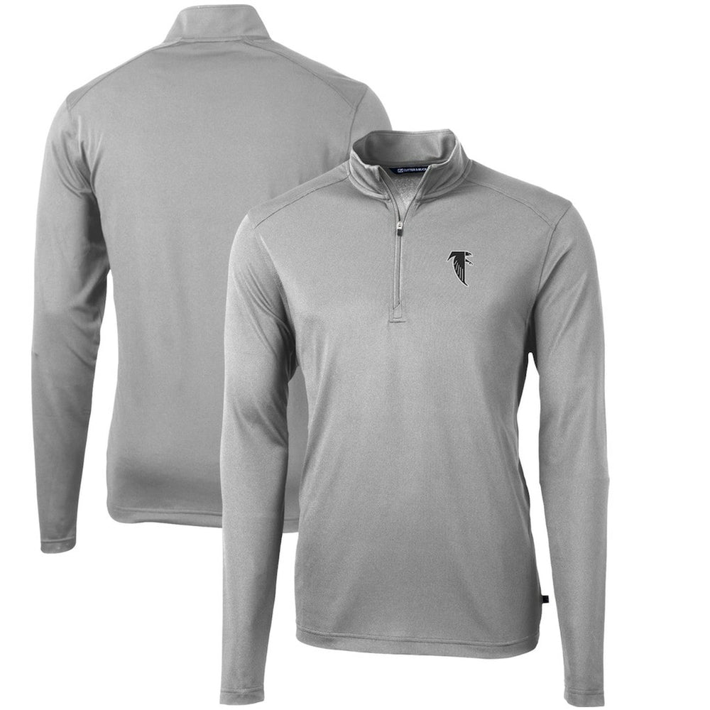 Atlanta Falcons Cutter & Buck Throwback Logo Virtue Eco Pique Recycled Quarter-Zip Pullover Top - Gray Pullover
