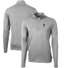 Atlanta Falcons Cutter & Buck Throwback Logo Virtue Eco Pique Recycled Quarter-Zip Pullover Top - Gray Pullover