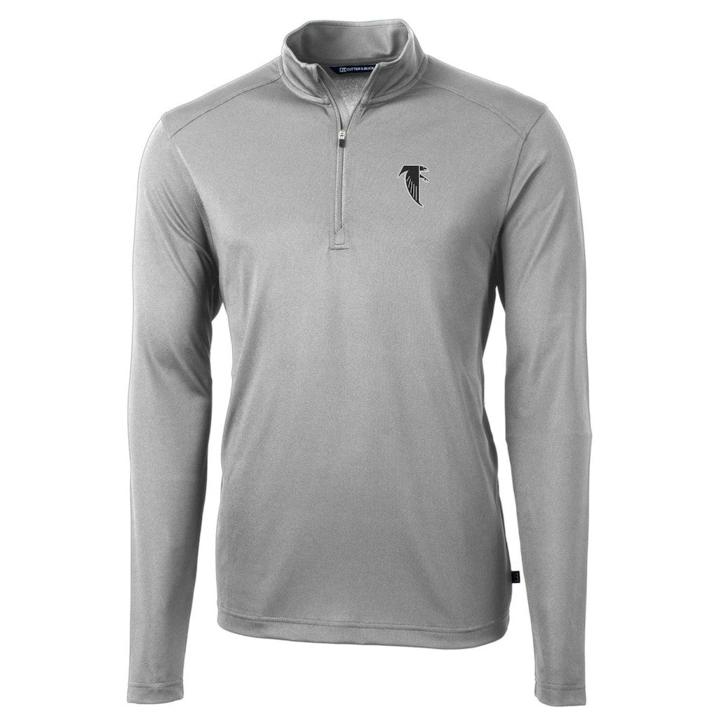 Atlanta Falcons Cutter & Buck Throwback Logo Virtue Eco Pique Recycled Quarter-Zip Pullover Top - Gray Pullover
