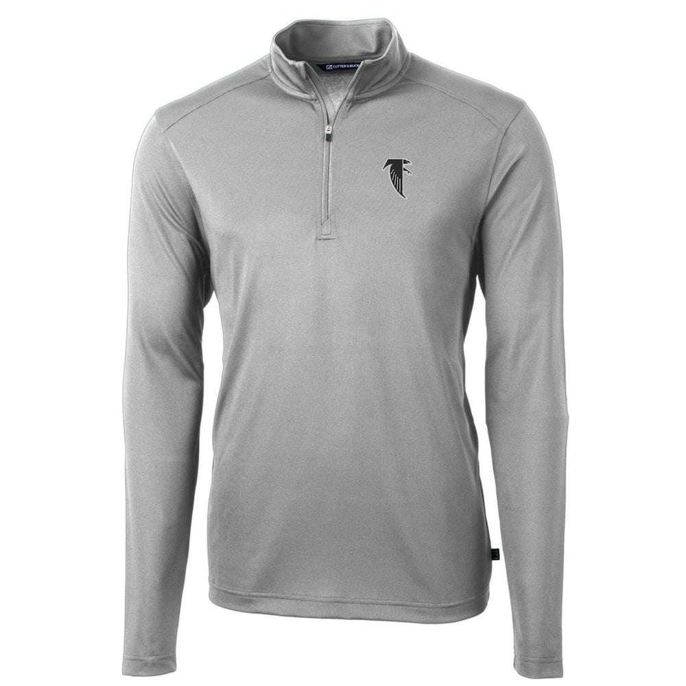 Atlanta Falcons Cutter & Buck Throwback Logo Virtue Eco Pique Recycled Quarter-Zip Pullover Top - Gray Pullover