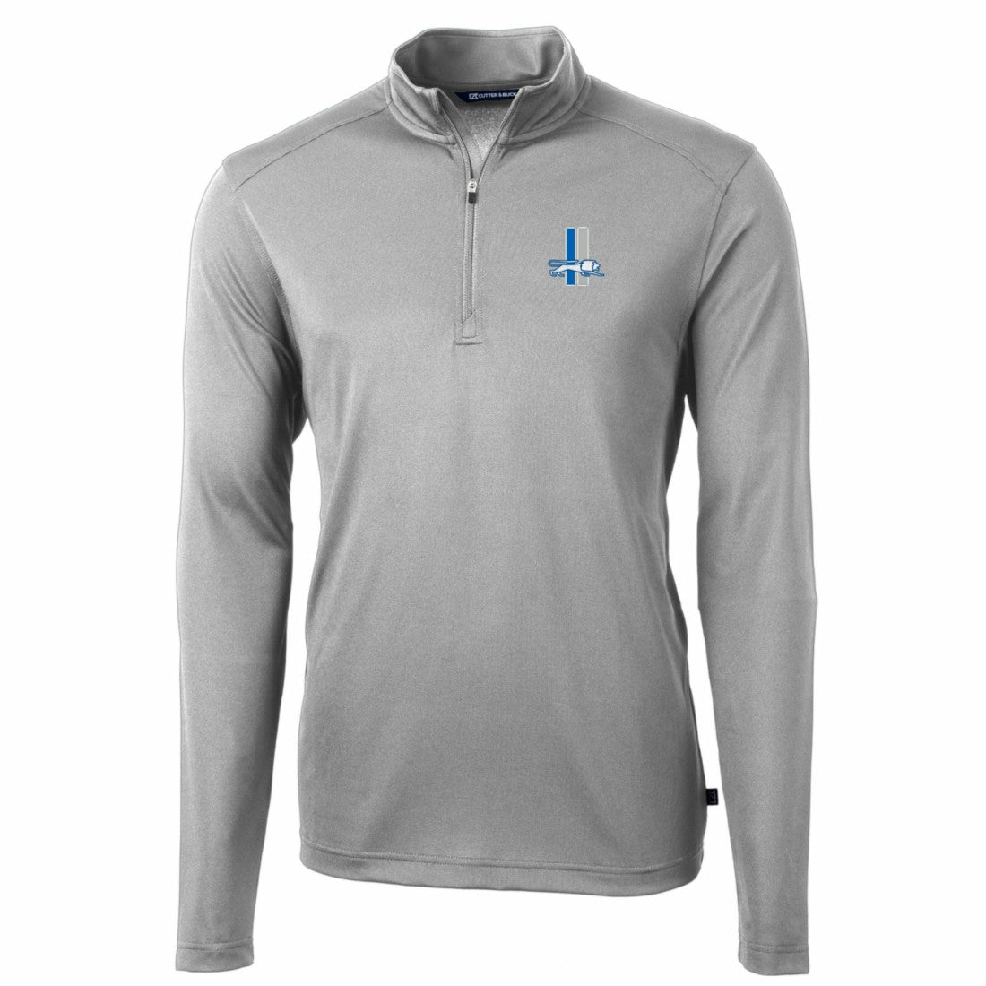Detroit Lions Cutter & Buck Throwback Logo Virtue Eco Pique Recycled Quarter-Zip Pullover Top - Gray Pullover