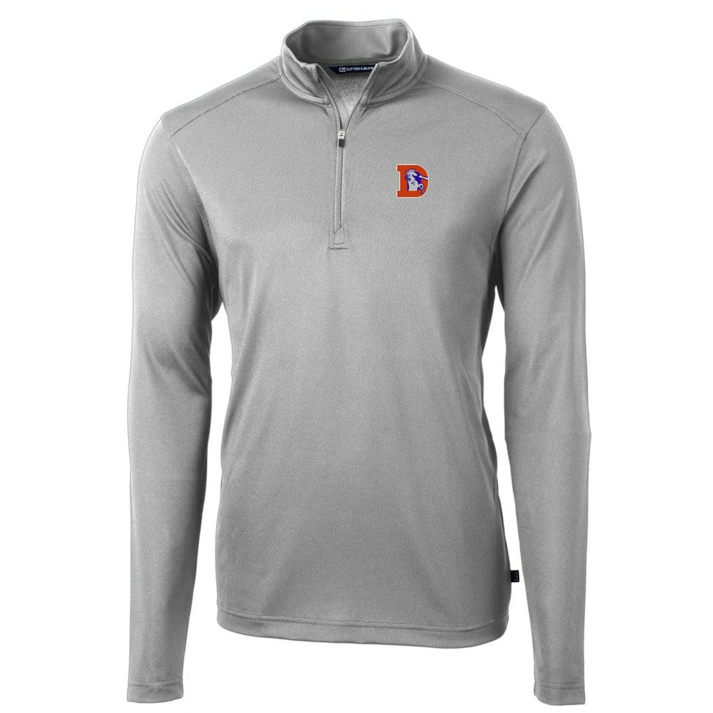 Denver Broncos Cutter & Buck Throwback Logo Virtue Eco Pique Recycled Quarter-Zip Pullover Top - Gray Pullover