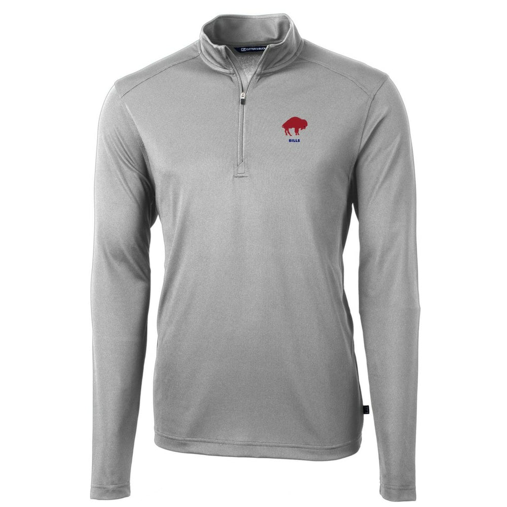 Buffalo Bills Cutter & Buck Throwback Logo Virtue Eco Pique Recycled Quarter-Zip Pullover Top - Gray Pullover