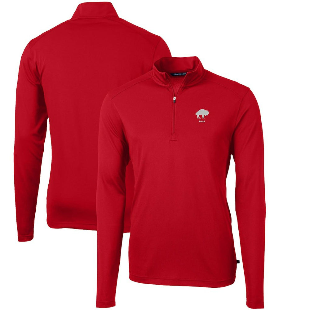 Buffalo Bills Cutter & Buck Throwback Logo Virtue Eco Pique Recycled Quarter-Zip Pullover Top - Red Pullover