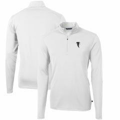 Atlanta Falcons Cutter & Buck Throwback Logo Virtue Eco Pique Recycled Quarter-Zip Pullover Top - White Pullover