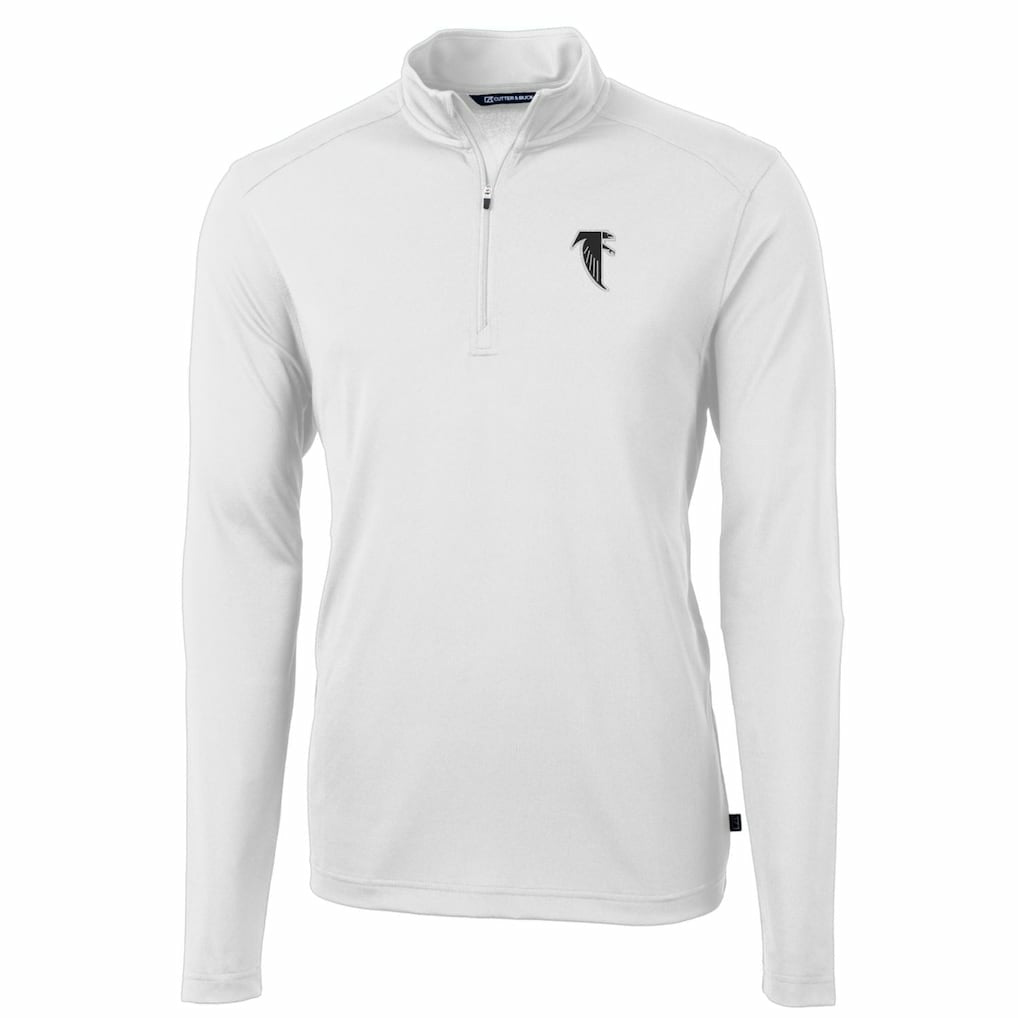 Atlanta Falcons Cutter & Buck Throwback Logo Virtue Eco Pique Recycled Quarter-Zip Pullover Top - White Pullover