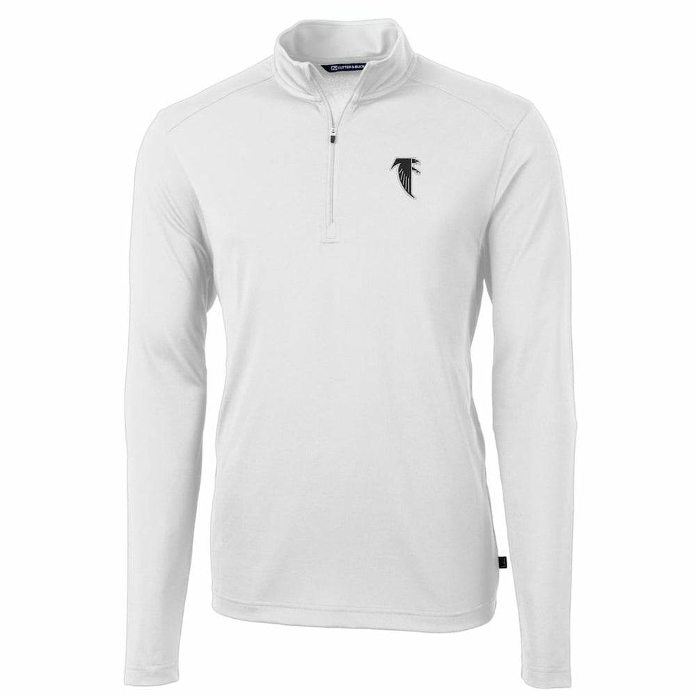 Atlanta Falcons Cutter & Buck Throwback Logo Virtue Eco Pique Recycled Quarter-Zip Pullover Top - White Pullover