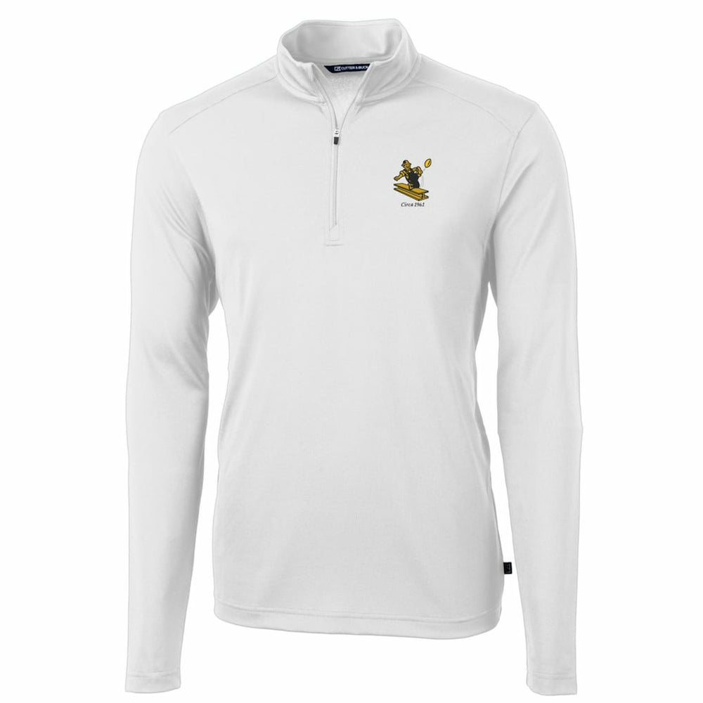 Pittsburgh Steelers Cutter & Buck Throwback Logo Virtue Eco Pique Recycled Quarter-Zip Pullover Top - White Pullover