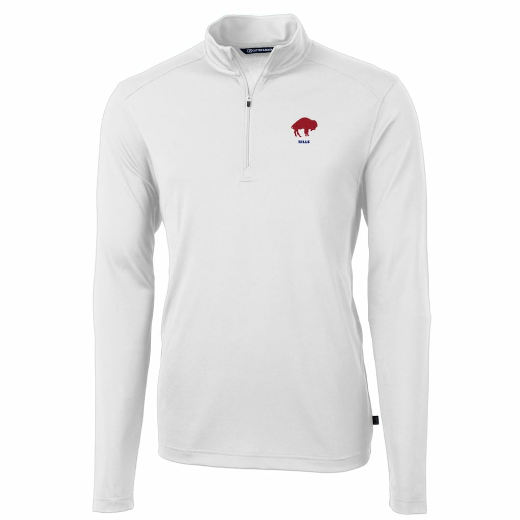 Buffalo Bills Cutter & Buck Throwback Logo Virtue Eco Pique Recycled Quarter-Zip Pullover Top - White Pullover