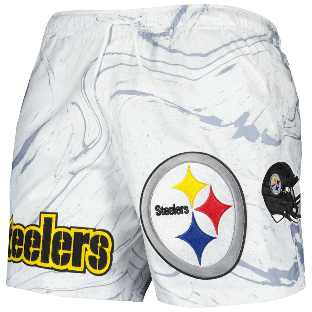 Pittsburgh Steelers Pro Standard Allover Marble Print Shorts - White Shorts