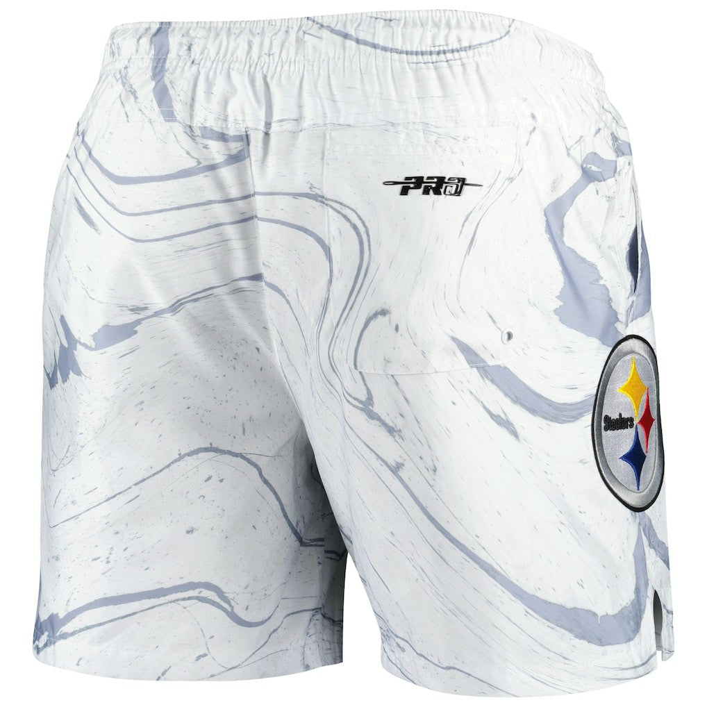 Pittsburgh Steelers Pro Standard Allover Marble Print Shorts - White Shorts