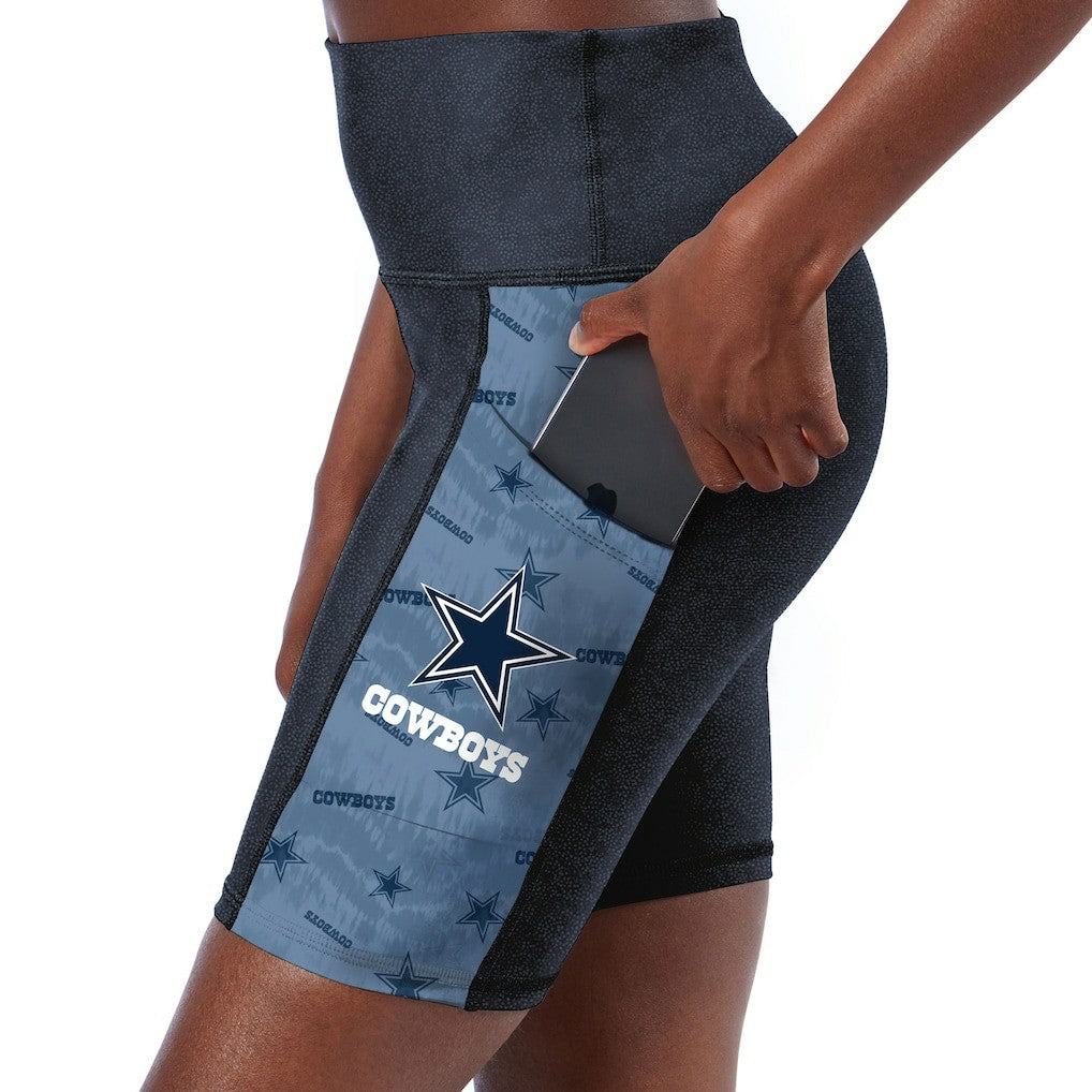 Dallas Cowboys Certo Women's High Waist Two-Pocket Biker Shorts - Navy Shorts