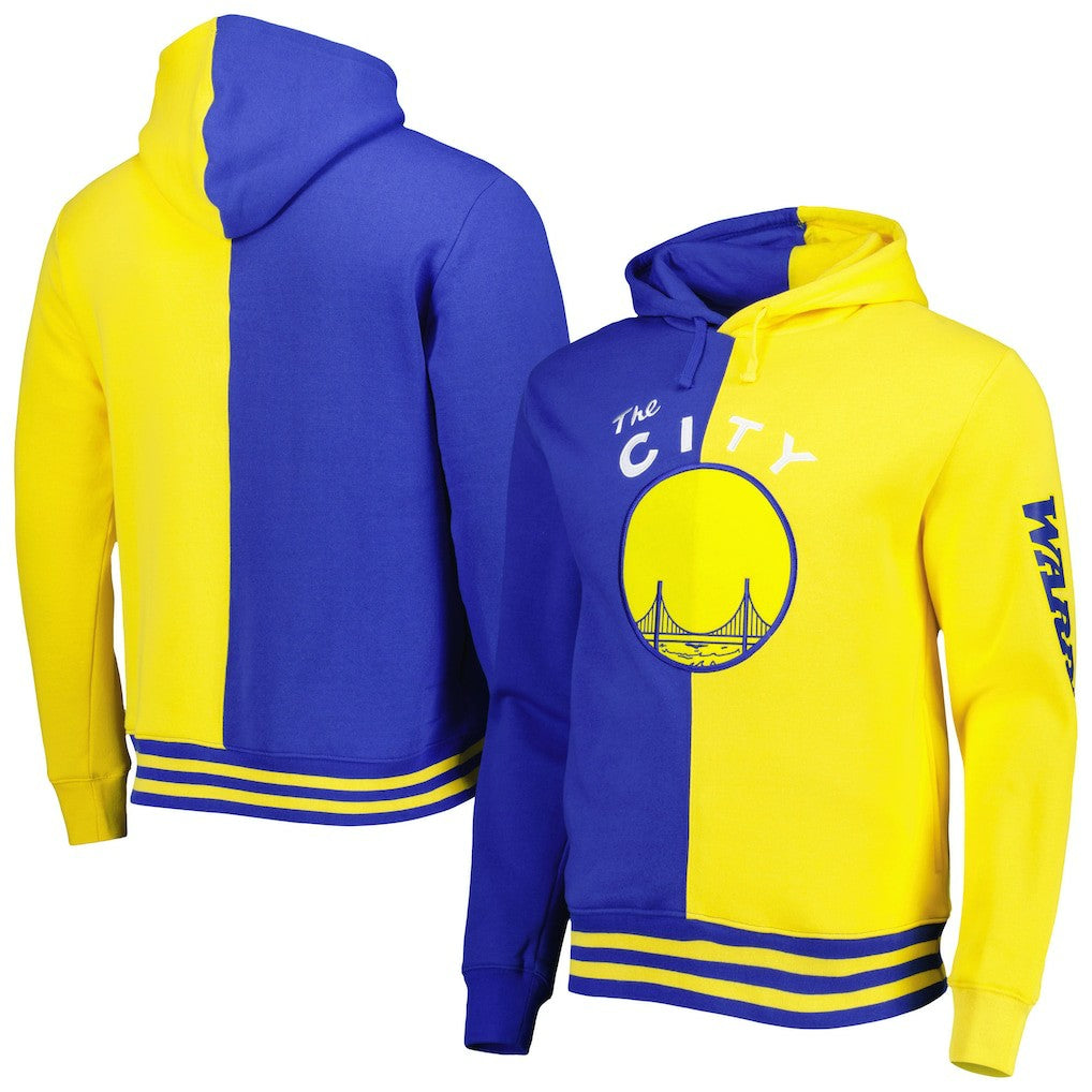 Golden State Warriors Hardwood Classics Split Pullover Hoodie Royal/Gold - Mitchell & Ness