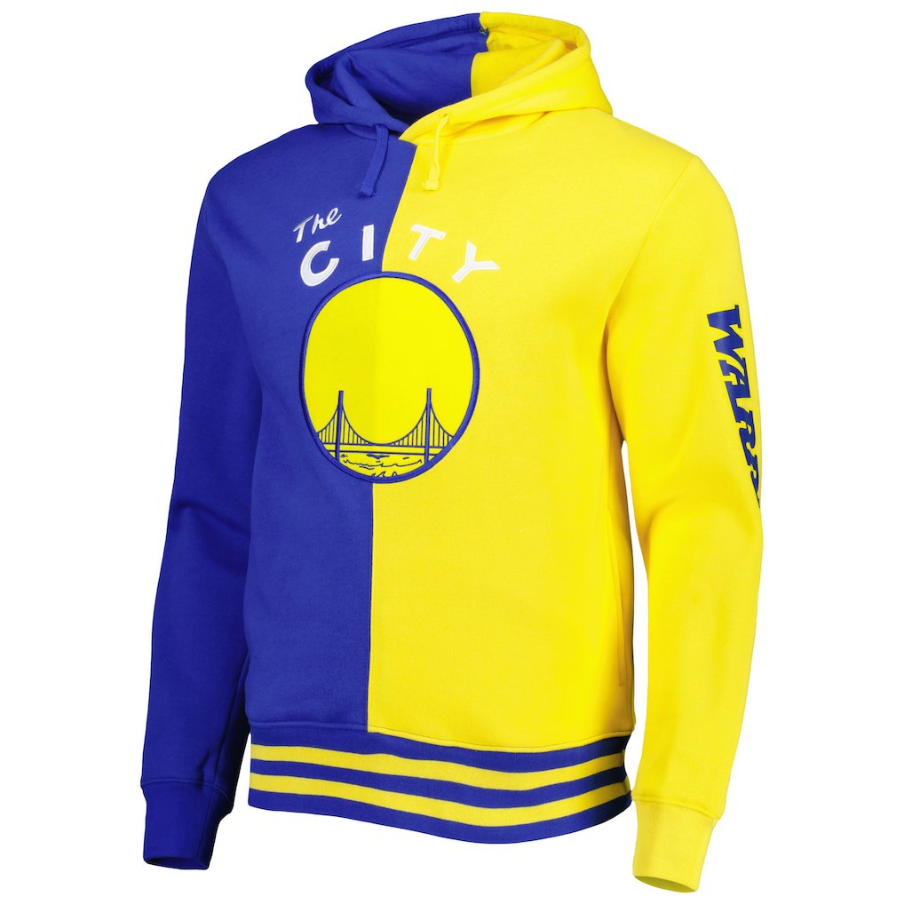 Golden State Warriors Hardwood Classics Split Pullover Hoodie Royal/Gold - Mitchell & Ness