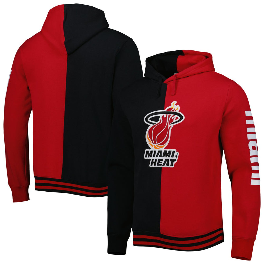 Miami Heat Hardwood Classics Split Pullover Hoodie Black/Red - Mitchell & Ness