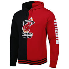 Miami Heat Hardwood Classics Split Pullover Hoodie Black/Red - Mitchell & Ness