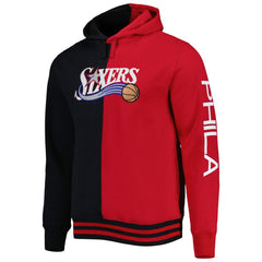Philadelphia 76ers Hardwood Classics Split Pullover Hoodie Black/Red - Mitchell & Ness