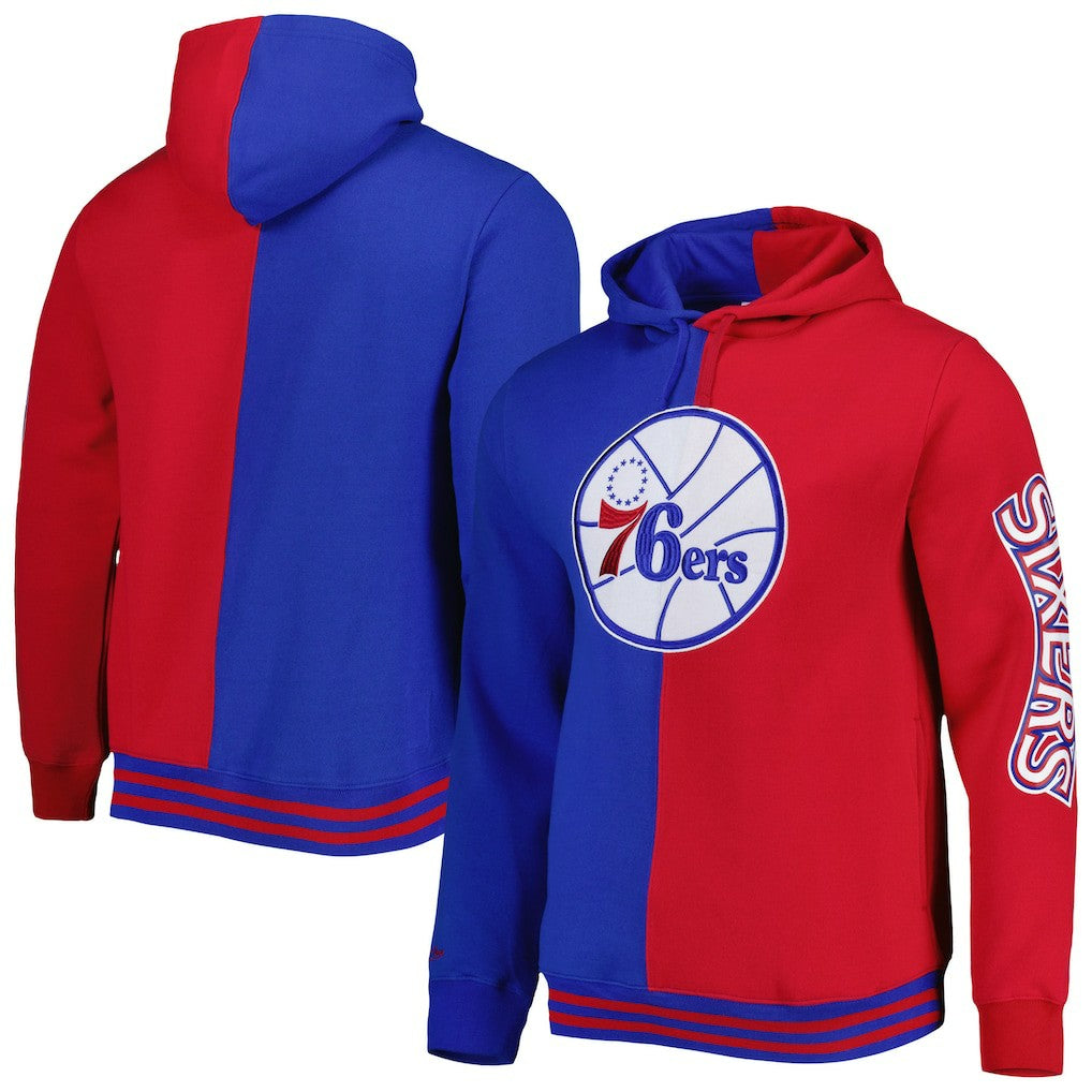 Philadelphia 76ers Hardwood Classics Split Pullover Hoodie Royal/Red - Mitchell & Ness