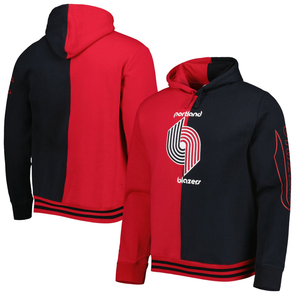 Portland Trail Blazers Hardwood Classics Split Pullover Hoodie Red/Black - Mitchell & Ness