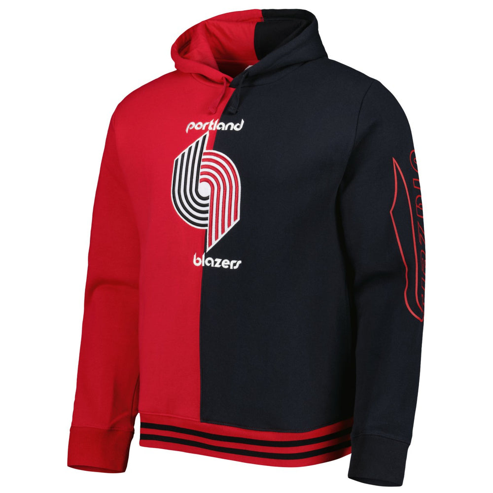Portland Trail Blazers Hardwood Classics Split Pullover Hoodie Red/Black - Mitchell & Ness