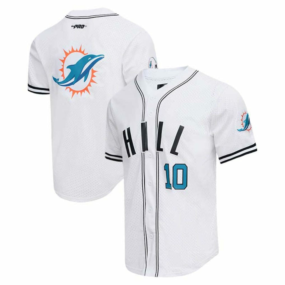 Tyreek Hill Miami Dolphins Pro Standard Mesh Baseball Button-Up T-Shirt - White T-shirts